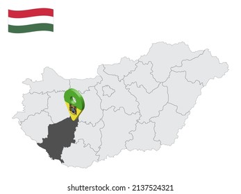 Location Somogy County on map Hungary. 3d location sign similar to the flag of  Somogy. Quality map  with  Regions of the Hungary for your design. EPS10