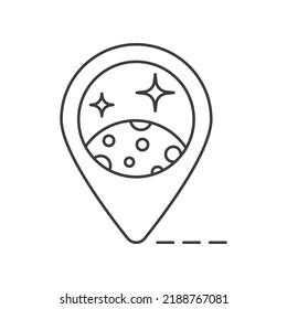 Ubicación, icono de línea de concepto de espacio. Ilustración de elemento simple. Ubicación, diseño de símbolos de contorno de concepto de espacio a partir del conjunto de espacios. Se puede usar para web y móvil con fondo blanco