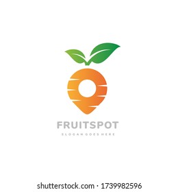 Location spot with green leaf logo template