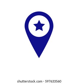 Location star icon. Blue icon