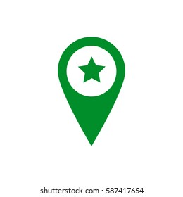 Location star on white background. Green icon