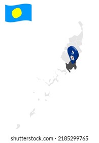 Location State of Airai on map Palau. 3d location sign  of  Airai. Quality map with  provinces of  Palau for your design. Oceania. EPS10.