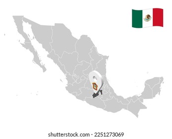 Location State of Mexico on map. 3d location sign  State of Mexico. Quality map with  provinces of  Mexico for your design. Vector illustration. EPS10.