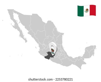 Location State of Michoacan on map. 3d location sign  Colima. Quality map with  provinces of  Mexico for your design. Vector illustration. EPS10.
