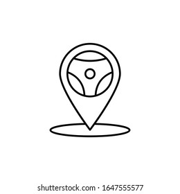 Location, steering wheel icon. Simple line, outline vector elements of driving school icons for ui and ux, website or mobile application
