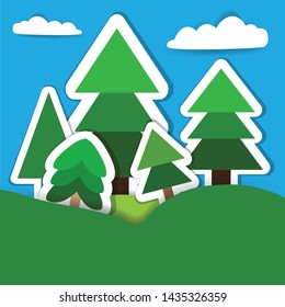 Location with stylized forest. Landscape for game or application.
