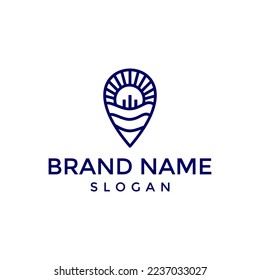 location sun logo design vector template