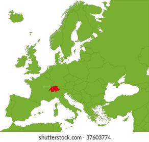 Location of Switzerland on the Europa continent