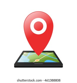 Location symbol, application for smartphones, vector illustration on white background