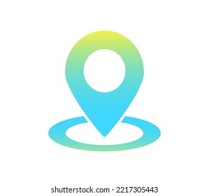 Location symbol in blue gradient color isolated on a white background. Map icon. Vector, 2023
