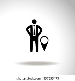 Location symbol, businessman icon