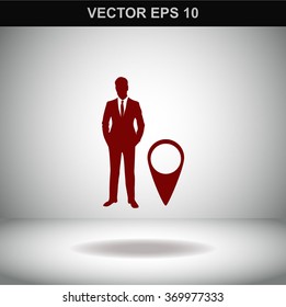 Location symbol, businessman icon