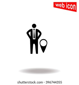 Location symbol, businessman icon