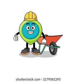 location symbol cartoon as a contractor , character design