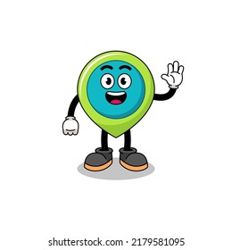 Ortungssymbol-Cartoon mit Wellenhandgesten , Zeichendesign