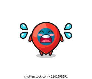 location symbol cartoon illustration with crying gesture , cute design