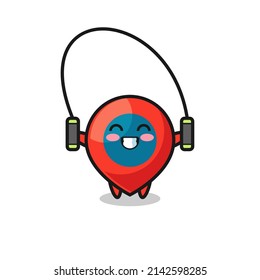 location symbol character cartoon with skipping rope , cute design