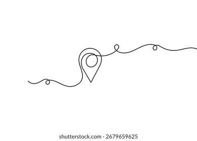 Location symbol continuous one line drawing minimalist  isolate outline vector back and white background