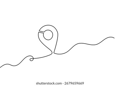 Location symbol continuous one line drawing minimalist  isolate outline vector back and white background