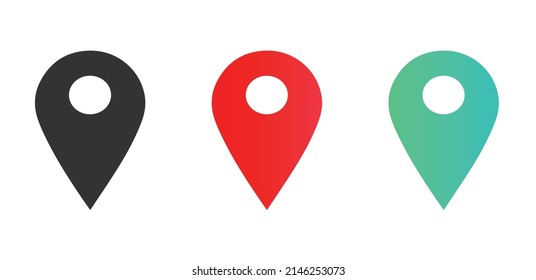Location symbol, Location icon in modern trendy design isolated on white background in three different styles.