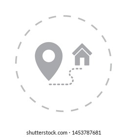 Location symbol and mark on the map vector icon.A sign of a route. An illustration of gps navigation and coordinates. A label on the map. EPS.