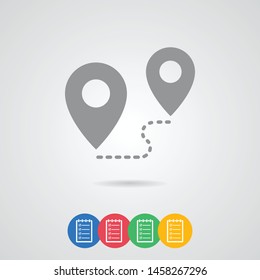 Location symbol and mark on the map vector icon.A sign of a route. An illustration of gps navigation and coordinates. EPS. A label on the map.