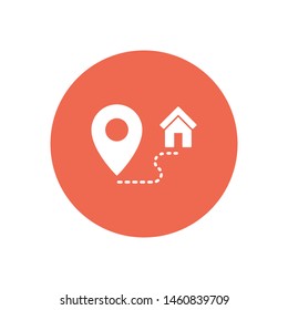 Location symbol and mark on the map vector icon.A sign of a route. An illustration of gps navigation and coordinates. A label on the map. EPS.