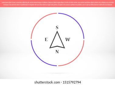 A location symbol and mark on the map vector icon. A sign of a route. An illustration of gps navigation and coordinates. A label on the map. Globe icon.
