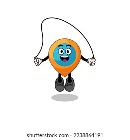 location symbol mascot cartoon is playing skipping rope , character design