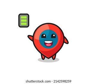 location symbol mascot character with energetic gesture , cute design