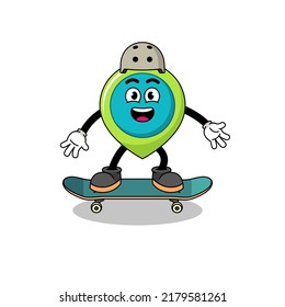 location symbol mascot playing a skateboard , character design