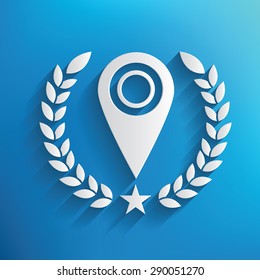 Location symbol on blue background,clean vector
