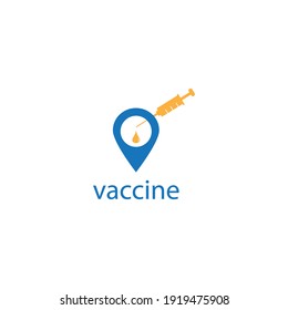 Símbolo de ubicación logotipo de la vacuna vector inyección icono de diseño símbolo de estado