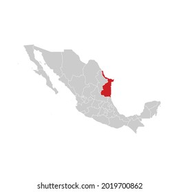 Location of Tamaulipas in Mexico Map Vector