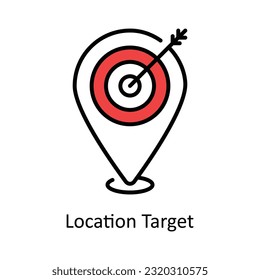Location Target Filled Outline Icon Design illustration. Digital Marketing Symbol on White background EPS 10 File