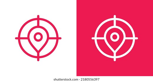 Location targeting logo icon design, target and map pin logo combination - Vector