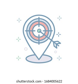 Location Targeting Vector illustration. Internet and Digital Marketing Outline filled icon.