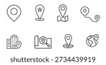 Location thin line icon set. Web minimal editable stroke icons