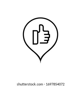 Location and thumb up icon. Thin lines
