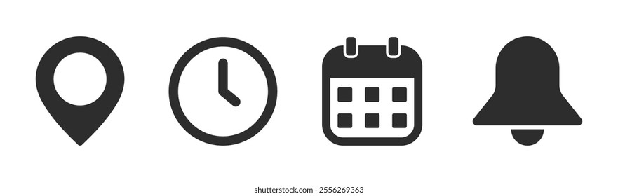 Location, time, calendar and notification icon