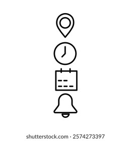 Location, time, calendar and notification icon