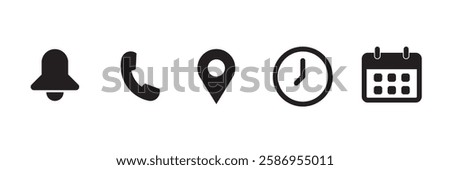 location, time, calendar, phone and notification icons