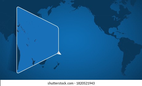 Location of Tonga on the World Map with Enlarged Map of Tonga with Flag. Geographical Vector Template for your design.