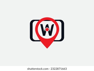 Signo de la pista de ubicación. Símbolo de ubicación en la ficha de teléfono con vector de letra