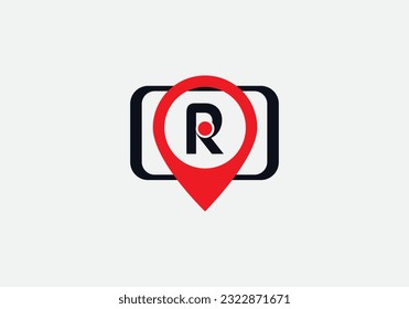 Location Track sign. Location symbol on phone tab with letter vector