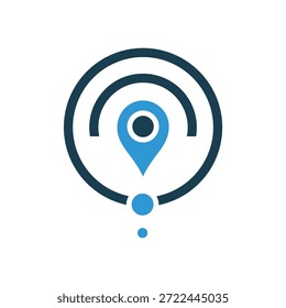 Location Tracker-Symbole, Umriss und flacher Stil, transparenter Hintergrund