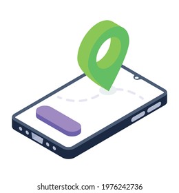 Location tracker for logistic services, isometric icon