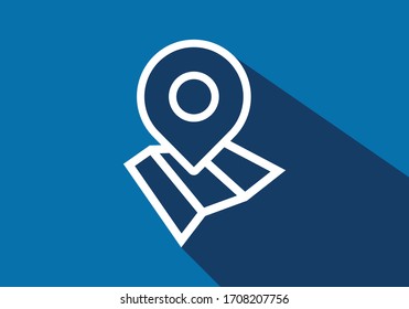 Vector de icono de ubicación. Signo de pin, mapa de navegación, GPS, dirección, lugar, brújula, contacto, concepto de búsqueda. Estilo plano para diseño gráfico, logotipo, Web, UI, aplicación móvil