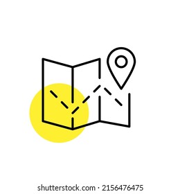 Location tracking on a map. Pixel perfect line art icon