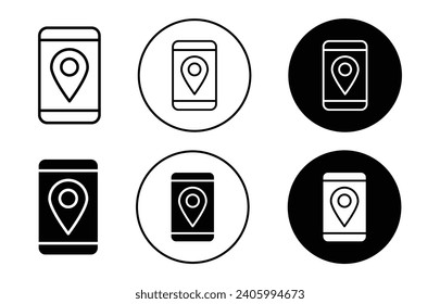Location tracking smart phone or mobile application simple icon vector illustration set
